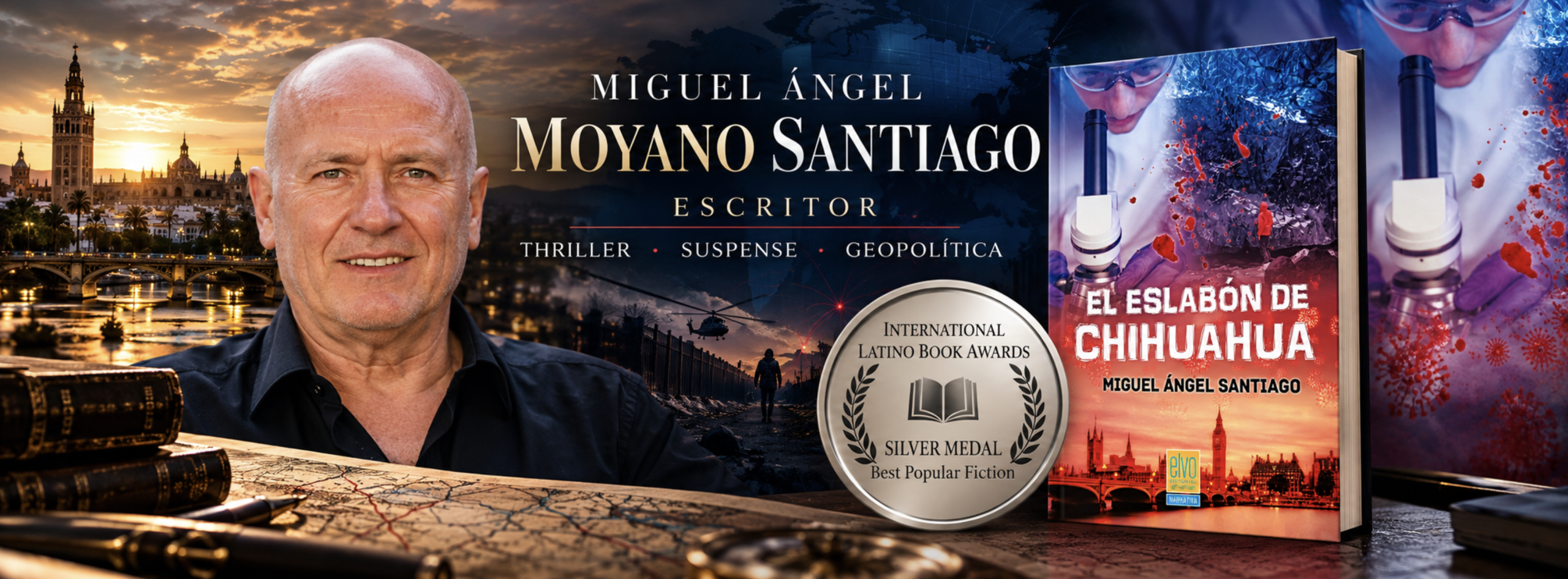 Miguel A. Moyano Santiago, escritor. El eslabón de Chihuahua, Silver Medal de los International Latino Book Awards.